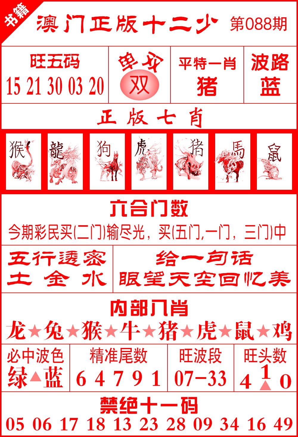 088期澳门十二少[图]